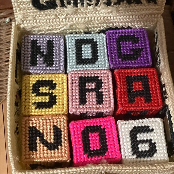 Vintage Alphabet Plastic Canvas Blocks and Box - Picture 11 of 13